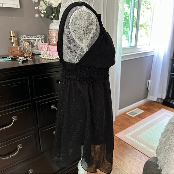 Vintage Jordache Y2K Black Babydoll Tunic Top Metallic Juniors Size Large - Picture 4 of 15